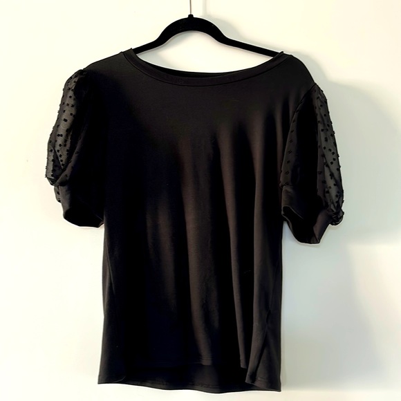 Black Les Amis Short Sleeve Blouse NWT - Picture 1 of 4